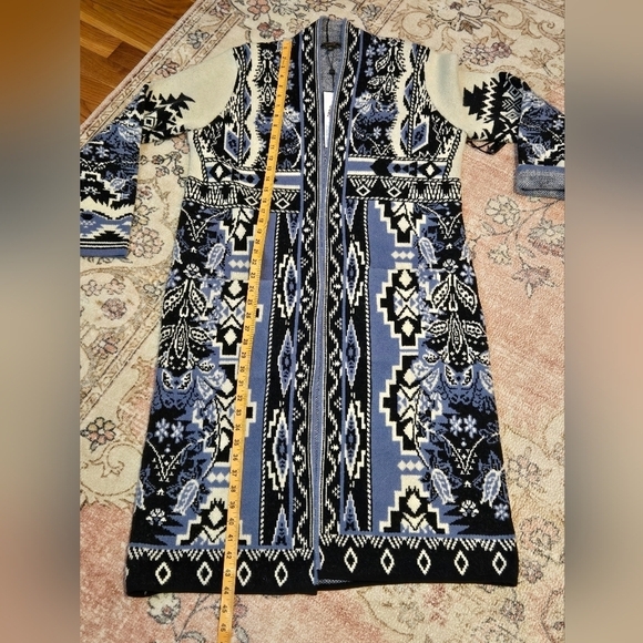 Maxsport Open Front Patch Pocket Full Length Duster Cardigan Coat Size M - Picture 14 of 14